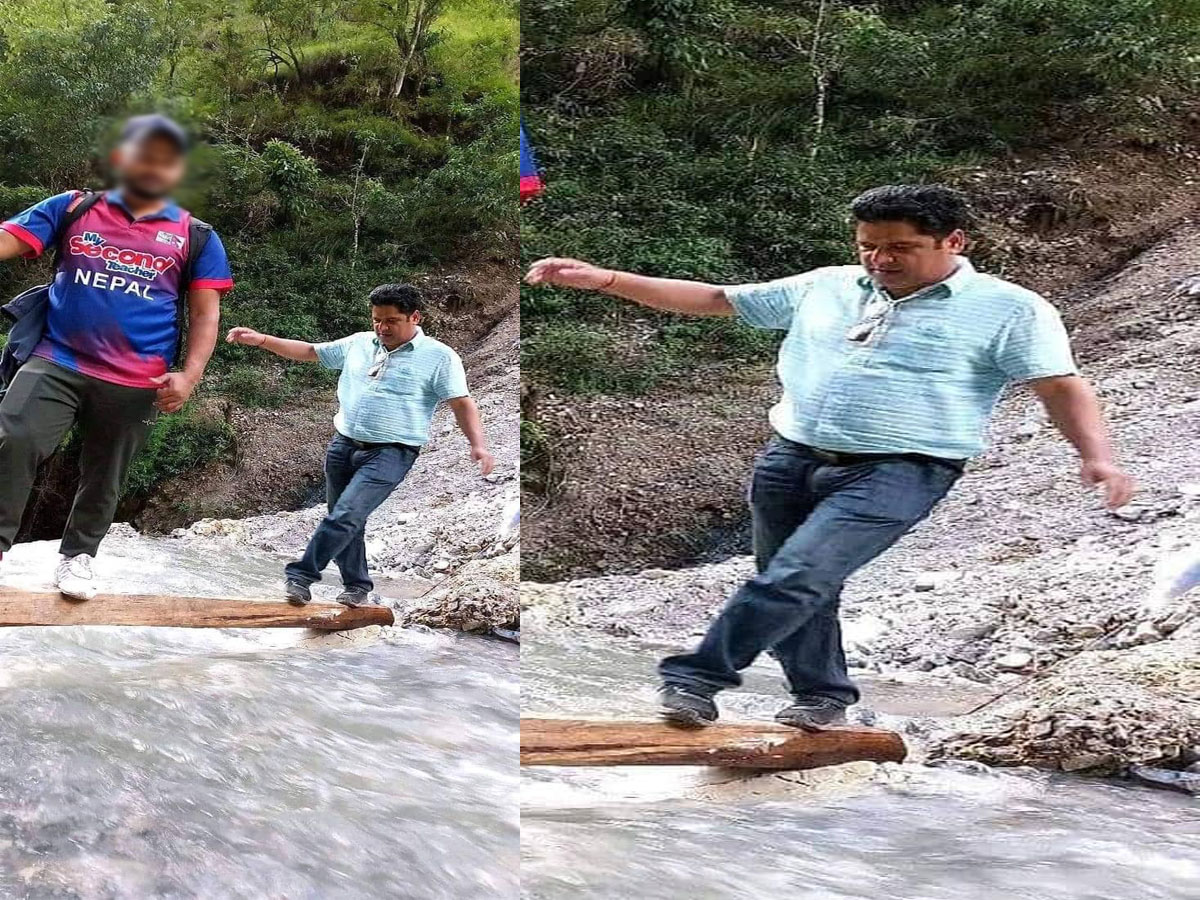 बैतडीमा खोला तर्दै गरेको फोटो दामोदर भण्डारीका लागि भारी 